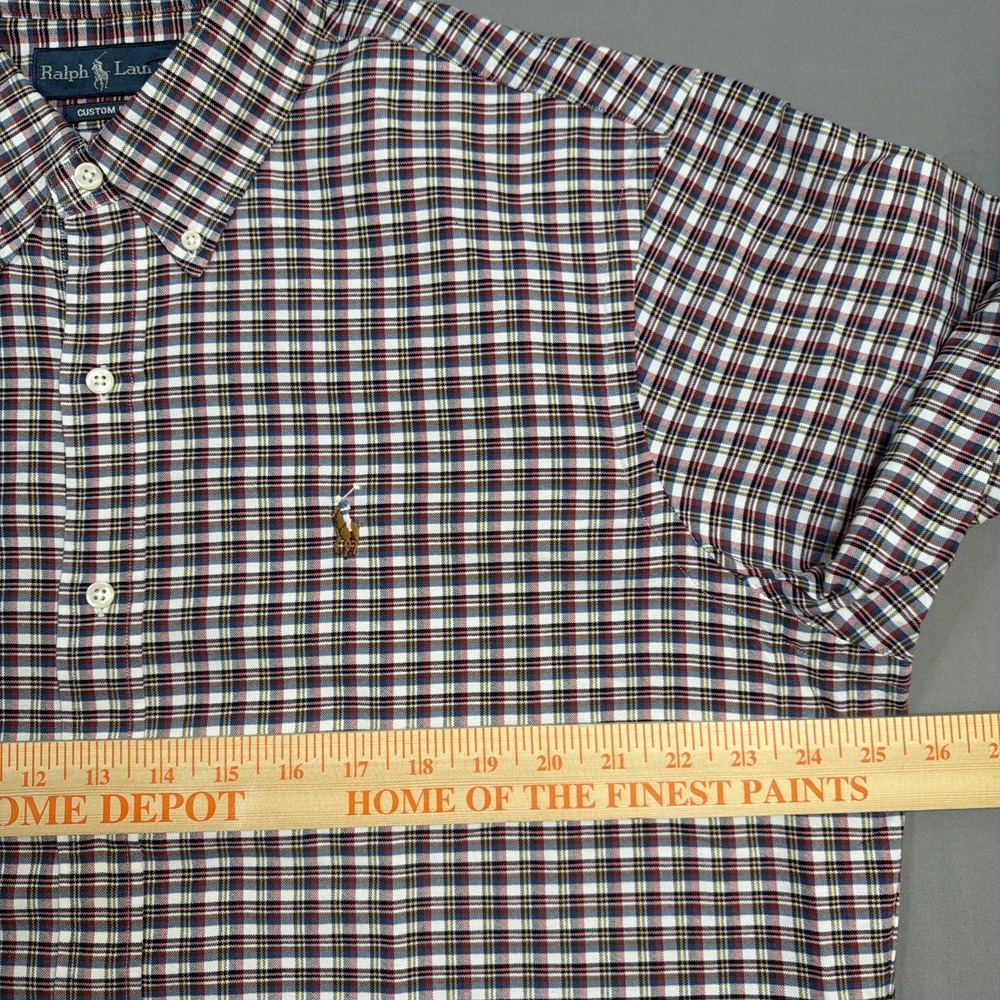 Ralph Lauren Mens XL Button-Down Custom Fit‎ Long Sleeve Plaid Flesh Pony Shirt - Picture 13 of 15